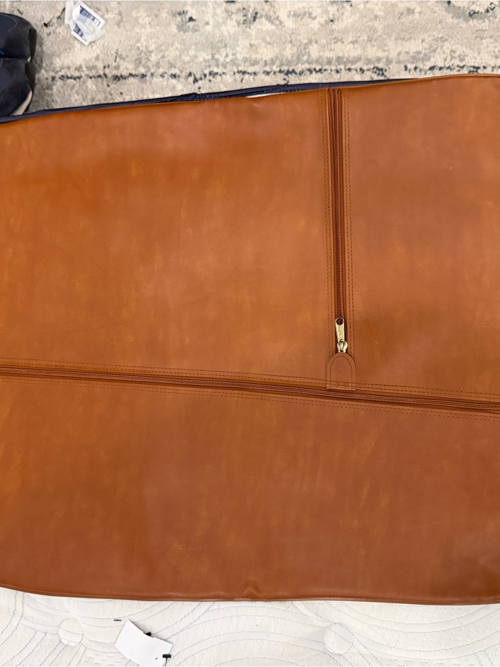American Tourister Brown Leather Garment Bag with Exterior Zip